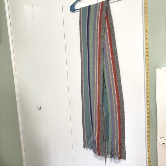 WILLIAM BRUNTON Hand Knits Made in Scotland Rainbow Stripes WOOL Scarf 8.5 x 80" - Picture 5 of 15